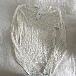 Abercrombie sheer textured lace long sleeve top